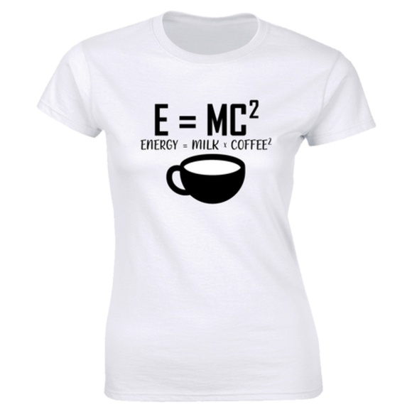 E=MC2 Funny Science Coffee Energy milk Men T-shirt - Picture 1 of 3